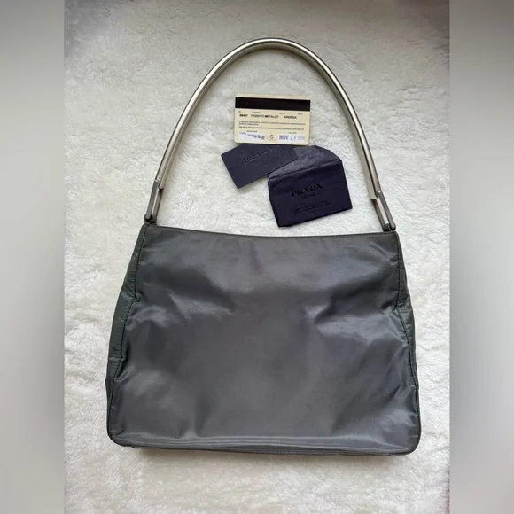 Authentic Prada Silver and Gray Shoulder Bag - Picture 1 of 16